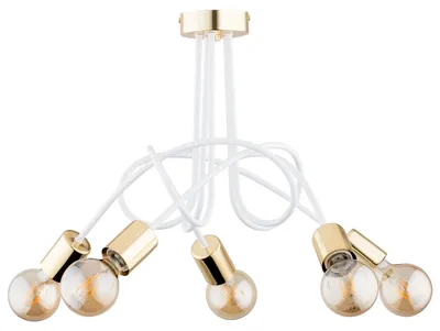 Zdjęcie produktu dla Lampa sufitowa TANGO biało-złota 5xE27x15W metal wym:39x55x55cm IP20 Alfa