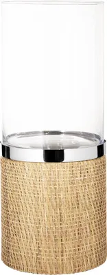 Produktbild von Fink CATANIA, Windlicht mit Glas, Edelstahl , Glas, Rattan, braun, silberfarben, H. 48 cm, D. 20 cm 146245