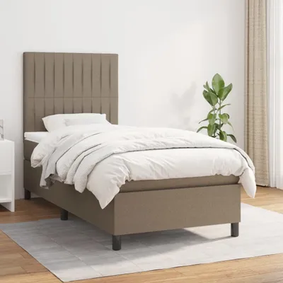 Produktbild von Design Möbel Boxspringbett mit Matratze Taupe 90x190 cm Stoff - 2024 Neu