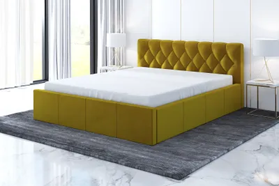 Produktbild von Polsterbett VOG 180 x 200 plus Matratze und Bettkasten. Möbel vom Hersteller- Handarbeit! Bett Komplett-Set mit Matratze,Bettkasten, Lattenrost & Kopfteil. Modern und robust. Elegantes Bett mit massives Kopfteil und kristallähnlichen Knöpfen.