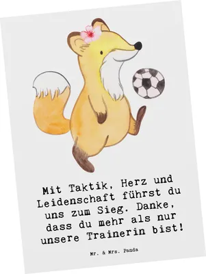 Produktbild von Mr. & Mrs. Panda Postkarte Fussball Trainerin - Weiß - Geschenk, Inspiration, Ansichtskarte, Fußball, bildkarte, einzelkarte, Postkarten, Danksagung, Sportart, Grußkarte
