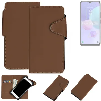 Produktbild von K-S-Trade Schutzhülle Klapphülle Kunstleder kompatibel mit TCL 405 braun Handy Hülle Wallet Case