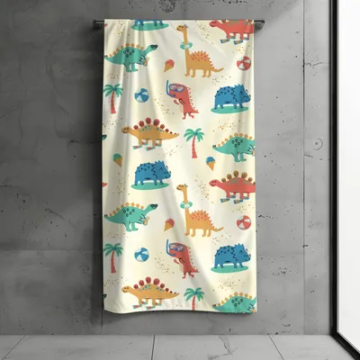 Produktbild von Badetuch, Strandtuch Kinder, Kollektion "FERNWEH", Dino 70x140 cm, Baumwolle & Mikrofaser Mix, Schnelltrocknend