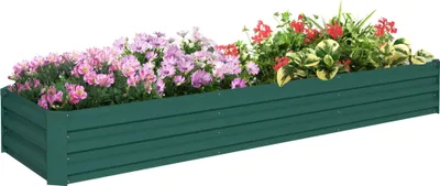 Obrázek produktu pro Zvýšený záhon – obdélníkový truhlík – pozinkovaná ocel – pro venkovní použití – odolný proti korozi – velký – 240 x 60 x 30 cm