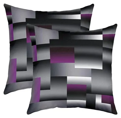 Obrázok produktu pre Sada dvoch obliečok na vankúše, geometrický vzor, 50x50 cm, fialová, sivá, čierna, dekoratívna obliečka