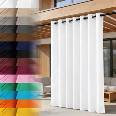 Obrázek produktu pro Lantigo Venkovní závěs Bílá 155x200 cm UV odolný | Venkovní závěs pergola altán zahrada balkon kroužky úvaz