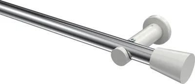 Produktbild von Interdeco Gardinenstange / Vorhangstange Chrom / Weiß, Typ Platon Sitra (Konus) ohne Ringe, 20 mm Ø 1-läufig, 120 cm