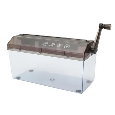 Produktbild von Handbetriebener Papiervernichter,kompakt, kindersicher und geräuscharm,Kurbel und transparenter Box,ideal für Büro und Zuhause