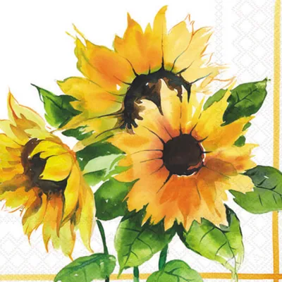 Servietten Papier 33x33cm 3-lagig mit Sonnenblumen Motiv 20 Stk.