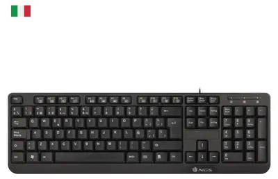Obrázok produktu pre NGS FunkyV3, QWERTY, IT, Plná veľkosť (100 %), Kábel, USB, Membránový spínač kláves, QWERTY, Čierna