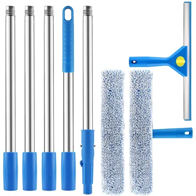 Produktbild von Fensterreinigungsset mit 2 m Teleskopstange, 35 cm und 38 cm Fensterwischern, für Glasflächen