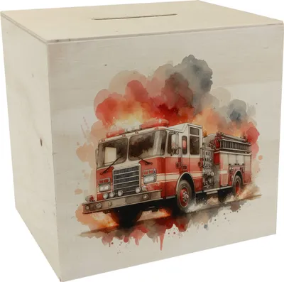 Produktbild von Feuerwehrfahrzeug Spardose aus Holz