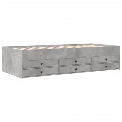 Image de Lit de jour avec tiroirs sans matelas gris béton 100x200 cm