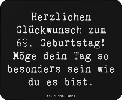 Produktbild von Mr. & Mrs. Panda Mouse Pad Spruch 69. Geburtstag Besonderer Tag - Schwarz - Geschenk, Happy Birthday, wertschätzende Worte, mauspad pc, mausteppich, Glück, Feierlichkeit
