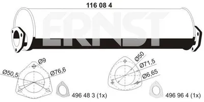 Produktbild von ERNST 116084 Endschalldämpfer für VW TRANSPORTER III Bus Auspuff