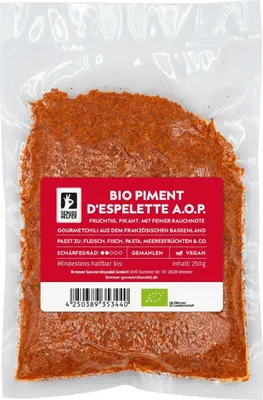 Produktbild von Piment d'Espelette , Gorria Chili, mild-aromatisch, leicht rauchig, Gewürzspezialität, 250g