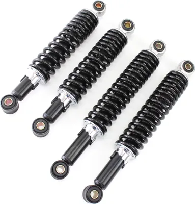 Produktbild von 4 hydraulische Stoßdämpfer, Federbein  Tuning Tieferlegungs Set, einstellbar, Schwarz, 2x 26cm und 2x 30cm für Simson Schwalbe KR51, Sperber SR4-3, Habicht SR4-4, DUO, Spatz SR4-1, Star SR4-2