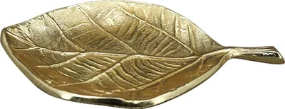 Produktbild von Dekoteller Blatt Dekotablett Tablett Wohndeko Alu gold 23 cm