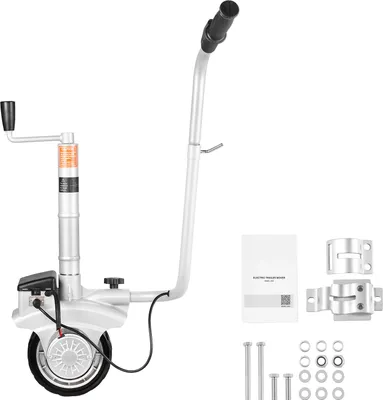 Image de SucceBuy Aide de manoeuvre ?lectrique avec charge remorqu?e de 2,5 tonnes, moteur de 380 watts 12 volts, roue d'appui avec vitesse de 7 m/min, hauteur de serrage r?glable et pneus en caoutchouc, id?al pour les caravanes et les bateaux