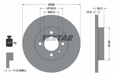 Obrázek produktu pro 2x TEXTAR 92041703 Brzdový kotouč přední nápravy