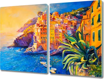 Produktbild von Coloray Küchenbrett Kochplattenabdeckung Hackbrett Schneidebrett Herdabdeckplatte 2x40x52 cm - Coast Stadt