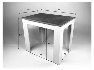 Produktbild von Esszimmertisch Küchentisch Beton weiß 86x60