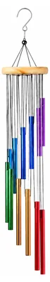 Imagen del producto de Campana de viento para exteriores, con 12 tubos de aluminio, color plateado, ideal para jardín y terraza