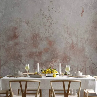 Produktbild von Vlies Fototapete - Autumn landscape - abstract with trees and birds on a textured background 100x70 cm Landschaften c-A-10002-a-a