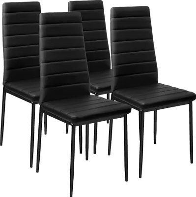 Image de Lot de chaises avec surpiqûre - noir, Lot de 4