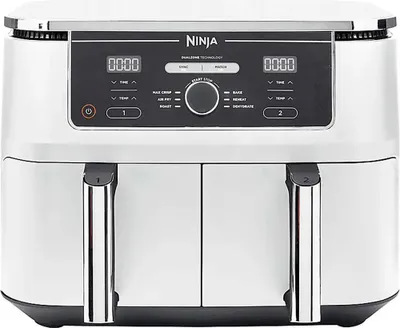 Obrázok produktu pre Ninja AF400EU, Teplovzdun fritza, 9,5 L, Dvojit, Biela, Oton, Dotyk, Samostatn