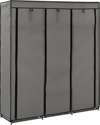 Produktbild von Szafa z półkami i drążkami szara 150x45x175cm tkanina