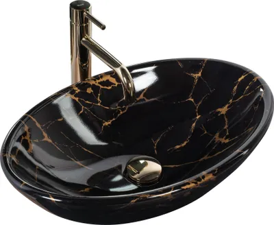 Zdjęcie produktu dla Umywalka nablatowa REA Pamela Black Marble Shiny