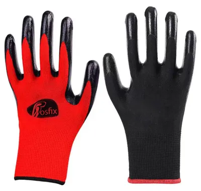 Produktbild von Rosfix Arbeitshandschuhe L/10 – Nahtloses Polyester, Latex-Beschichtung, Schwarz | Rutschfest, Atmungsaktiv, Bau, Montage, Logistik