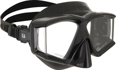 Productafbeelding van CRESSI Horizon masker, zwart/zwart - Universeel duik- en snorkelmasker met 4 losse temperatuurglazen voor een optimaal, helder zicht, zwart/zwart