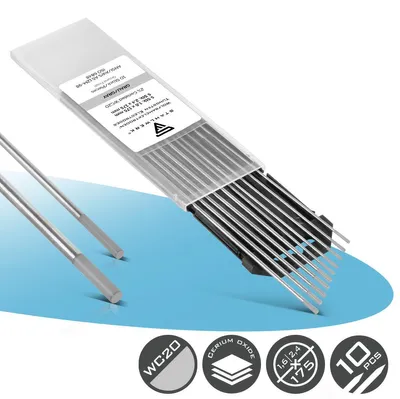 Zdjęcie produktu dla STAHLWERK Elektrody wolframowe WC20 szare w zestawie - 5 x 1,6 mm + 5 x 2,4 mm