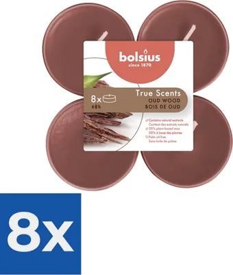 Produktbild von Bolsius Maxi Teelichter True Scents Oud Wood 8 Stück