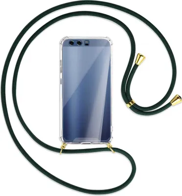 Produktbild von Handykette Backcover-Schutzhülle mit Band (Metall goldfarben) für Huawei P10 - dunkelgrün