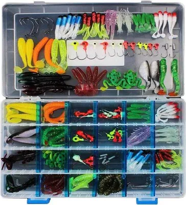 Zdjęcie produktu dla Fischerei Set - Angling Zubehör - Angeln - 146 Teile - 34 x 22 x 4,6 cm - Vielfarbig