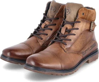 A pair of men's brown leather boots.