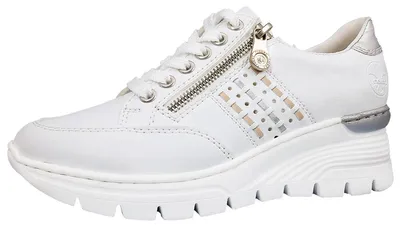 Immagine prodotto di Scarpe da ginnastica Rieker Alabama da donna, modello stringato, sportive, colore bianco, ideali per il tempo libero