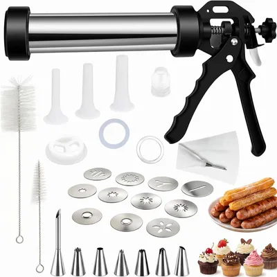 Gebäckpresse aus Edelstahl, 9 Scheiben, 7 Tüllen, Churros-Maker