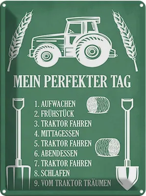 Produktbild von vianmo Blechschild 40x30 cm mein perfekter Tag Traktor Auto Garage Werkstatt