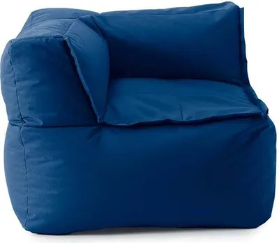 A navy blue corner beanbag sofa section is shown against a white background.