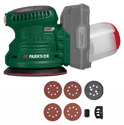 Produktbild von PARKSIDE Akku-Exzenterschleifer PAEXSG 20-Li  mit 4 Schleifblättern, ohne Akku