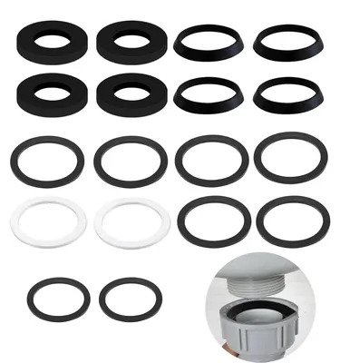 Productafbeelding van 2 inch sifonafdichtingsset voor 40 mm sifon gootsteen - Afvoerbuis - 18-delige platte afdichtingen en wigafdichtingen - Vervanging