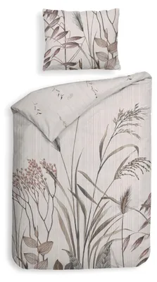 Produktbild von Heckettlane Natural Bettbezug Elvira - 155x220 cm + 1 Kissenbezug - Hergestellt aus 100% Baumwoll-Satin