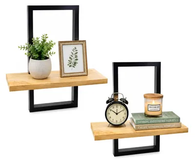 Immagine prodotto di Omgoods - Set di 2 mensole sospese in legno per decorazione