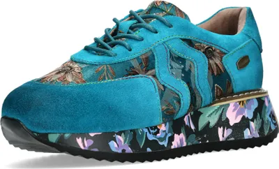 Produktbild von Laura Vita Damen Sneaker mit Plateausohle und Blumenmuster Delphine 01, Größe:37 EU, Farbe:Blau