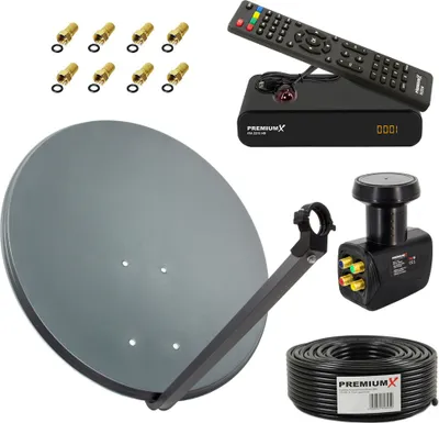Produktbild von PremiumX SAT Anlage 60cm Antenne Quad LNB Kabel 50m Satelliten-Receiver