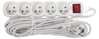 Image de Rallonge avec interrupteur - 5 prises, 7m, blanc 70748